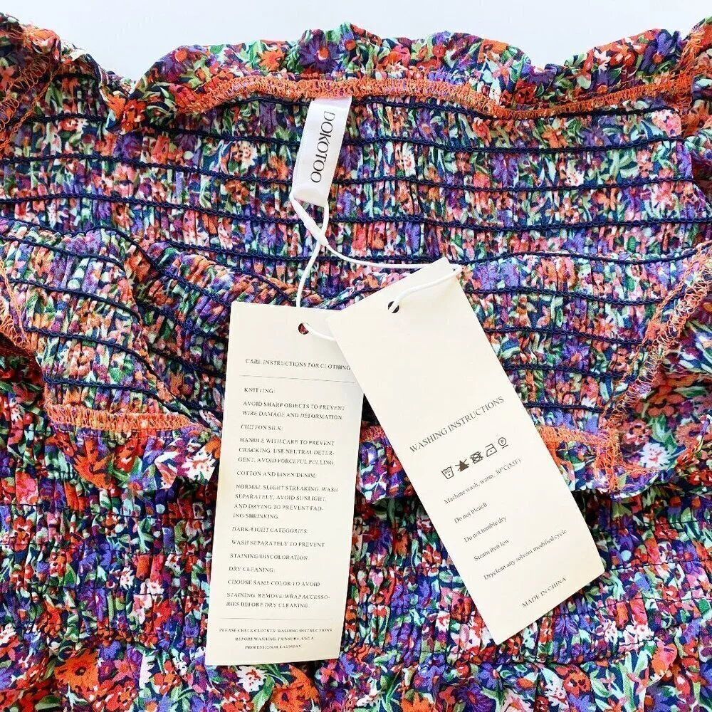 NWT Dokotoo Floral Smocked Milkmaid Midi Dress S